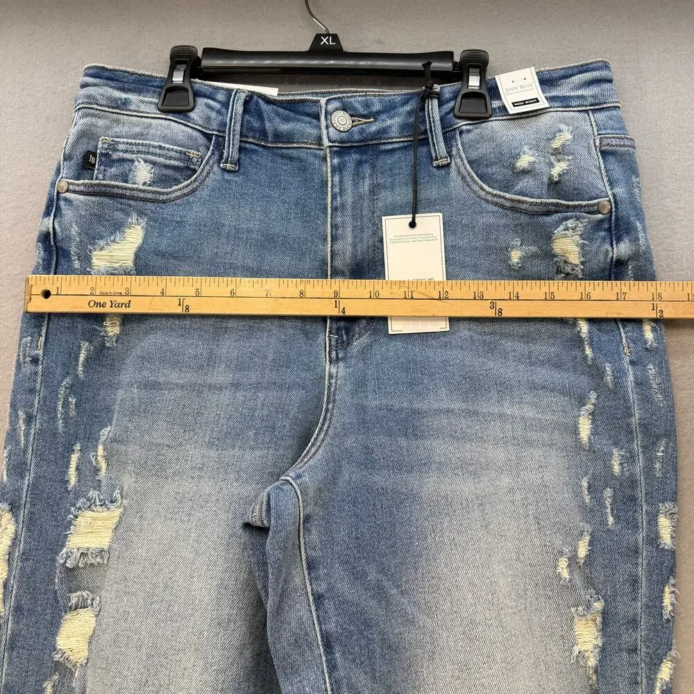 Judy Blue Jeans Women's 11/30 Blue Cropped Straight Leg High Waist NWT - Picture 11 of 14